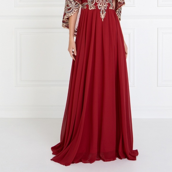 Patterned Waist Long Sleeves Prom Dress GL1527 - Picture 6 of 7